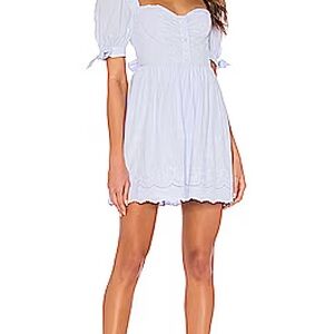REVOLVE Lovers and Friends Otis Elegant Baby Blue Puff Sleeve Mini Dress